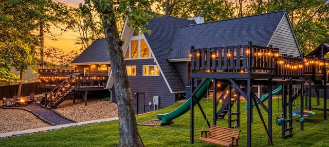 River Views | A-Frame + Hot Tub + Fenced Yard + Adventure Fort + Fire Pit in Mount Airy