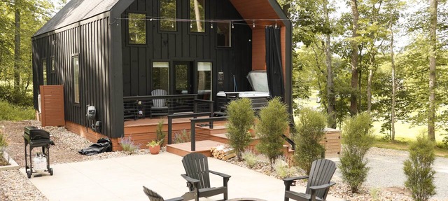 Scandi Cabin Hot Tub 4 Electric Fireplaces in Franklin Township